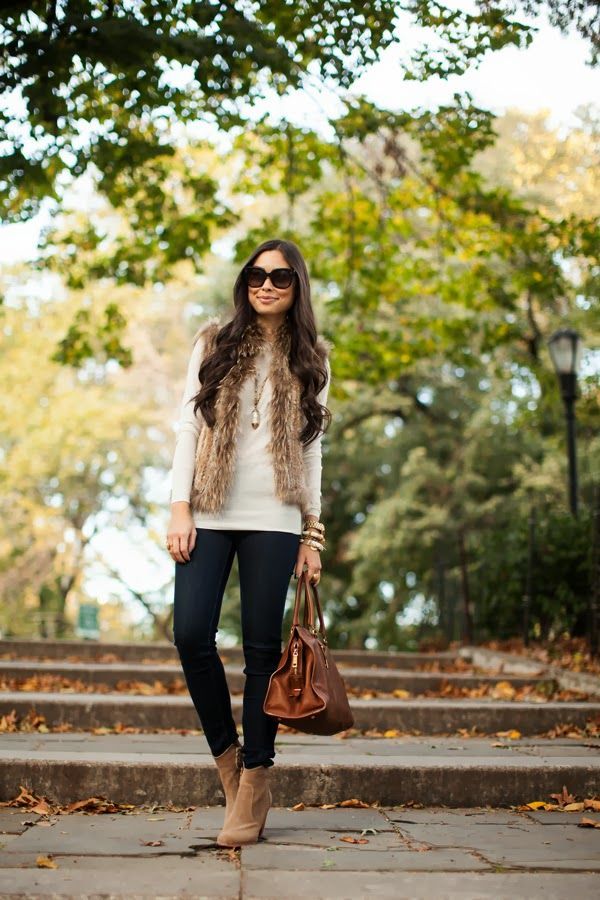 15 Stylish Outfit Looks With Faux Fur Vest You Can Copy - fashionsy.com