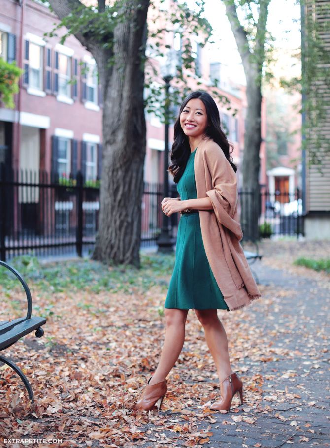 emerald green and brown outfit