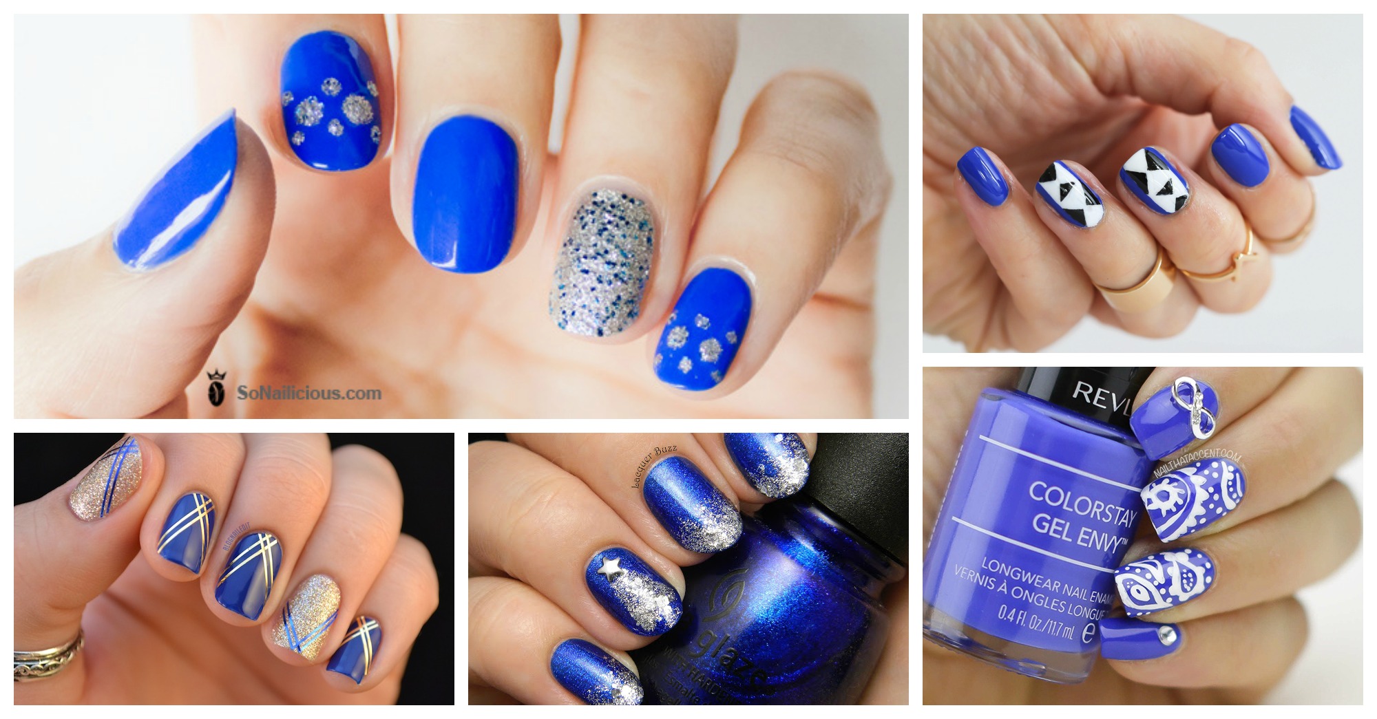 7. Royal Blue and White Quinceanera Nail Design - wide 9