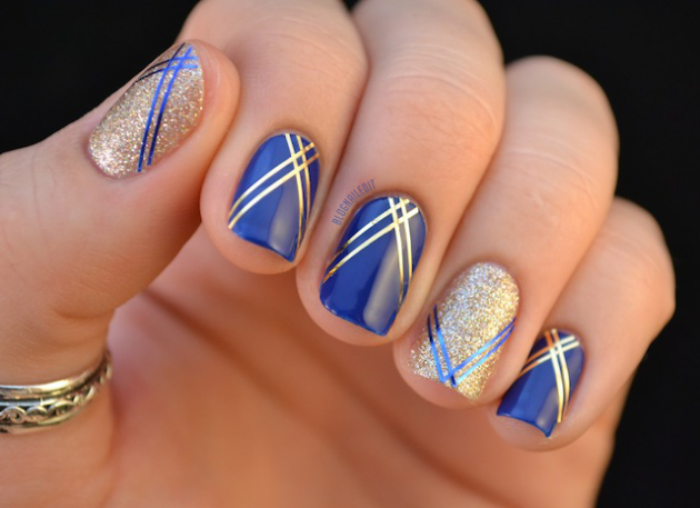Blue Gel Nail Tip Designs with Floral Patterns - wide 6