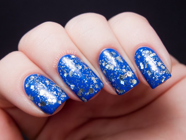 7. Royal Blue and White Quinceanera Nail Design - wide 7