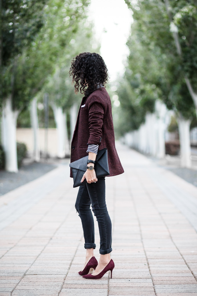 outfits with burgundy shoes