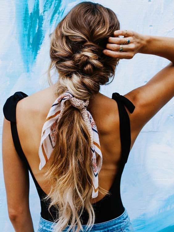 Scarf Ponytail Is The Perfect Hairstyle For Summer - fashionsy.com