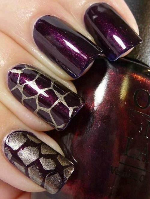 Fall Nail Trend   Dark Purple Nail Designs 