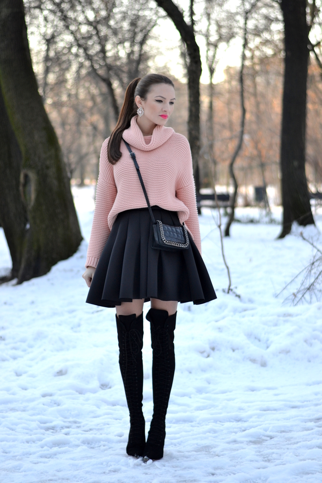 skater skirt outfits winter