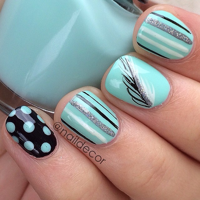 15 Super Cute Dots and Stripes Nail Designs