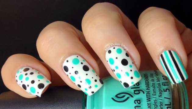 15 Super Cute Dots and Stripes Nail Designs - fashionsy.com