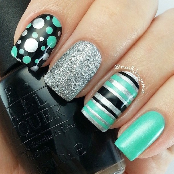 15 Super Cute Dots and Stripes Nail Designs