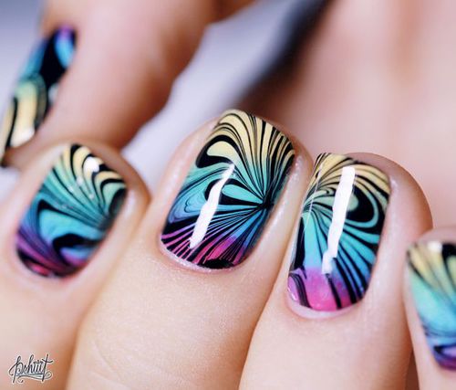 Amazing Water Marble Nail Art Designs