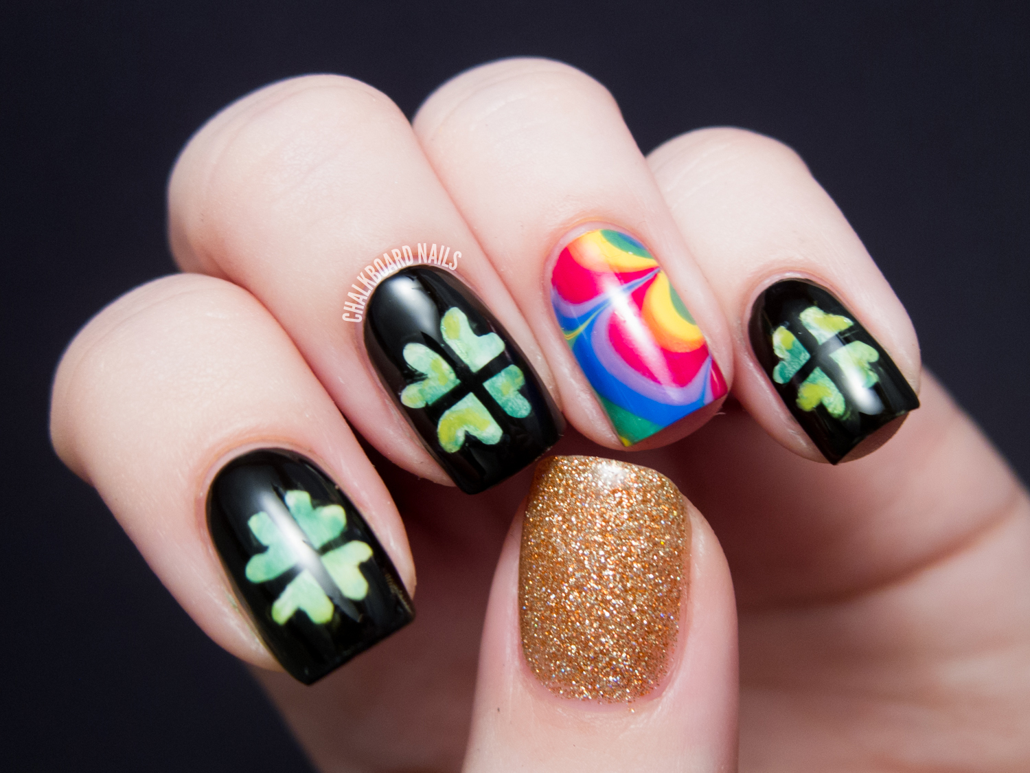 St. Patrick's Day Nail Art with Shamrocks - wide 1