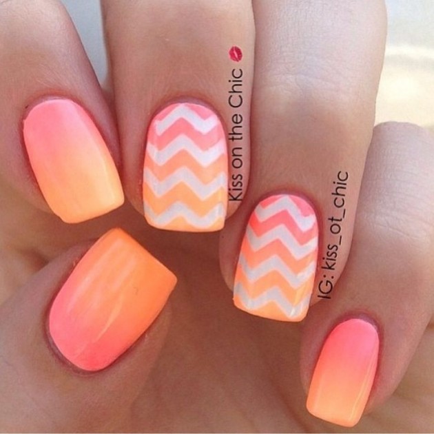 Colorful And Cute Chevron Nail Designs For The Summer