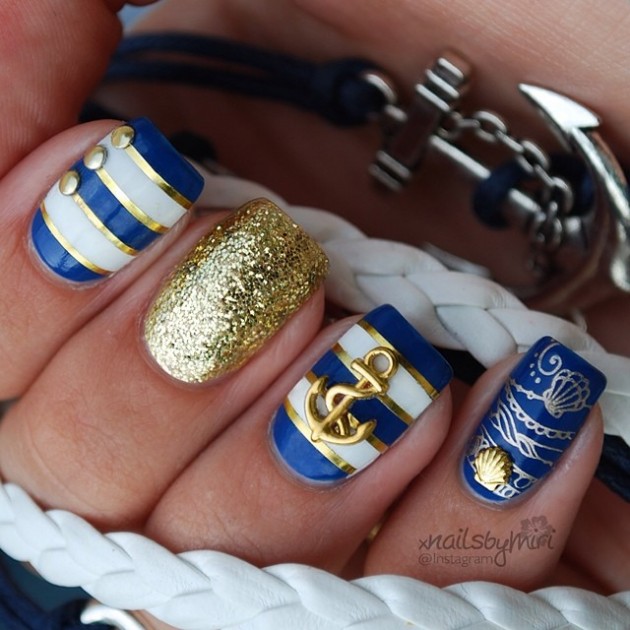 16 Nautical Anchor Nail Art Designs for Summer
