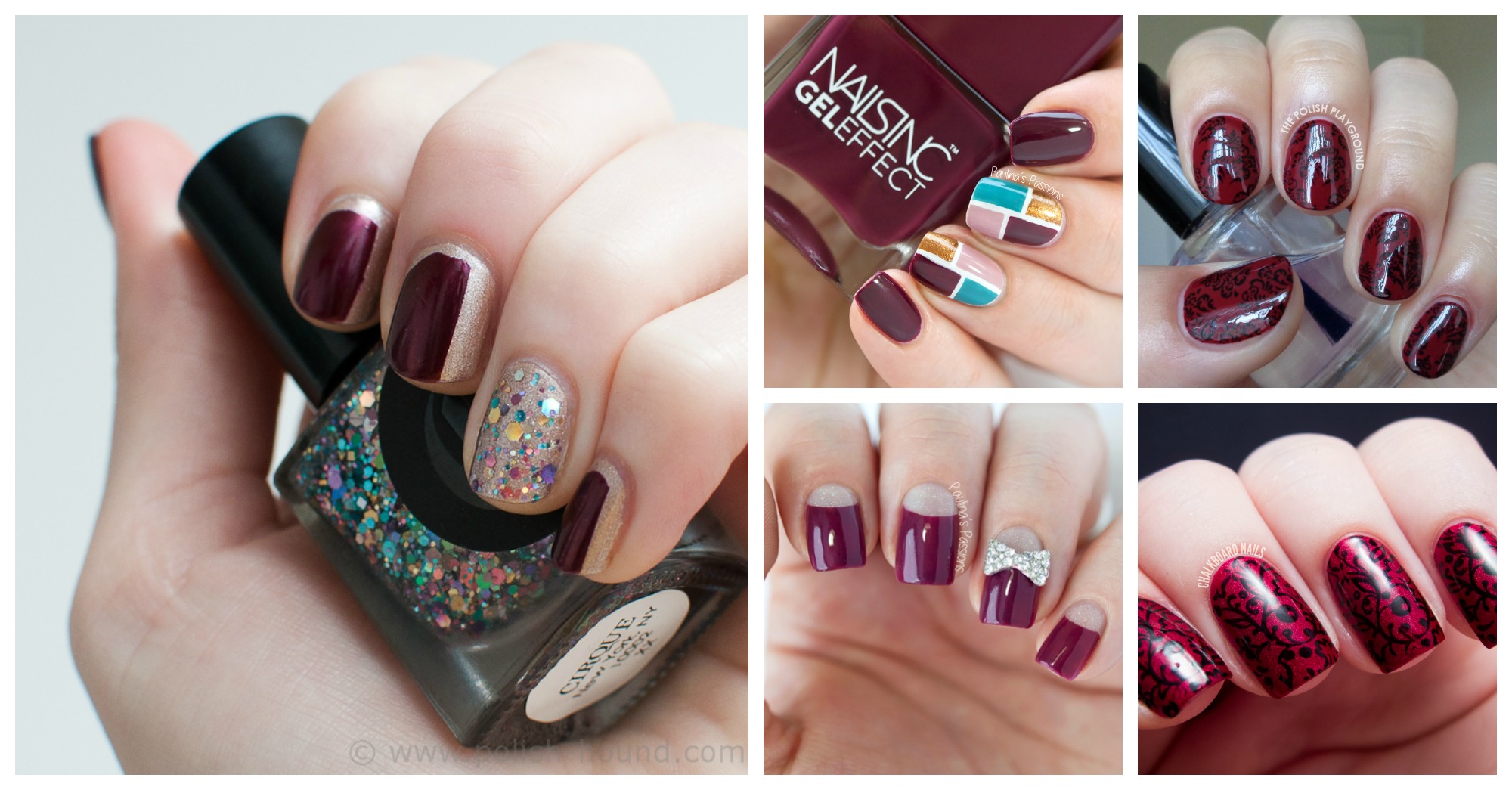 9. Burgundy and nude nail design - wide 8