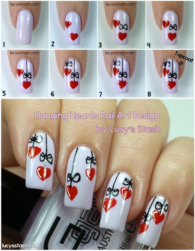 Step by Step Valentines Day Nail Tutorials You Can Copy