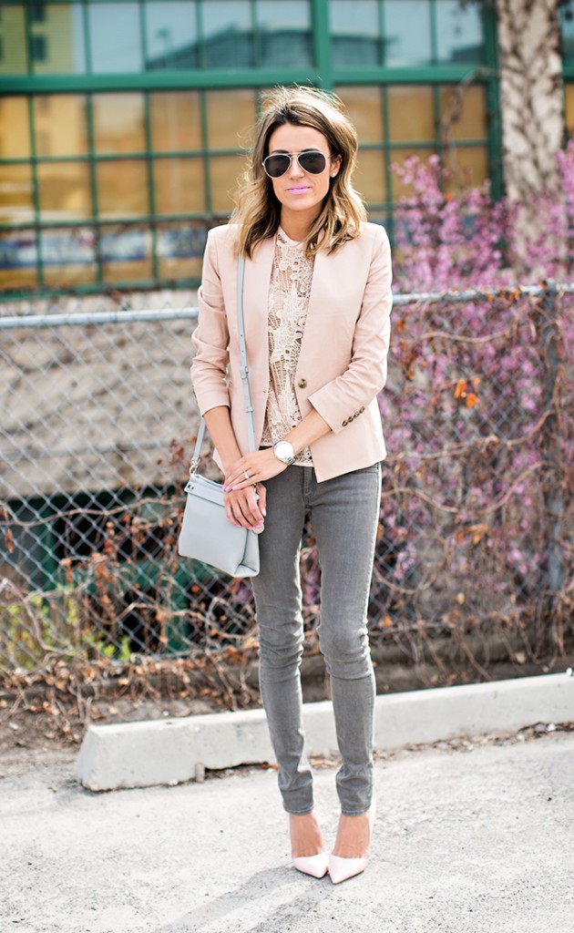 Pale pink blazer, Outfits with pale pink blazers, Mode 28 Idées -  