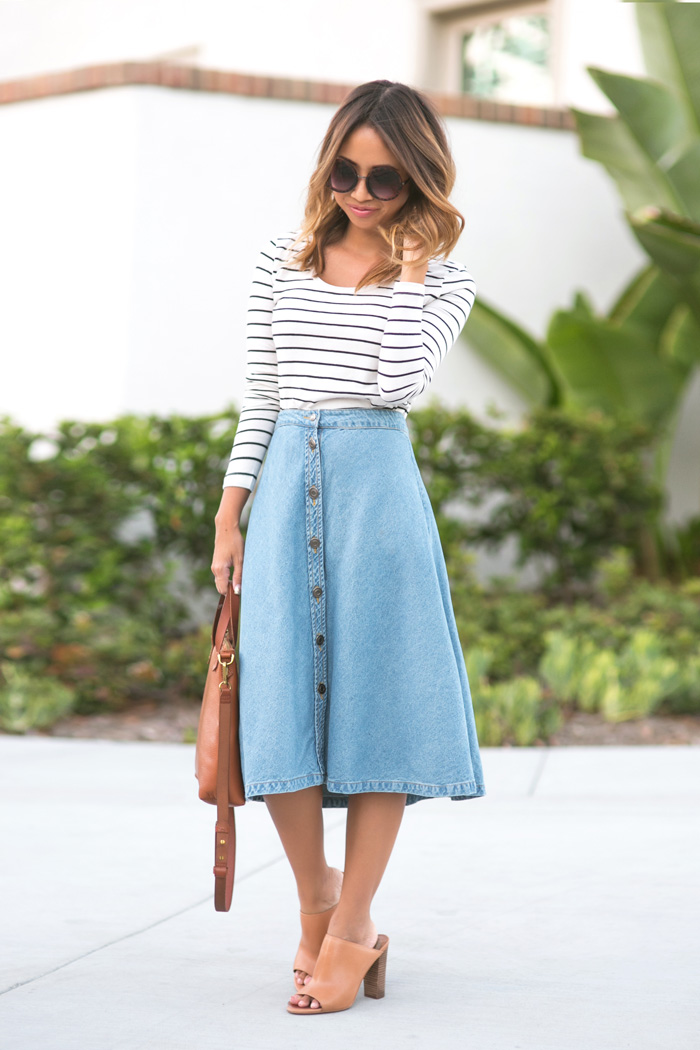 How To Style Button Front Skirts - fashionsy.com