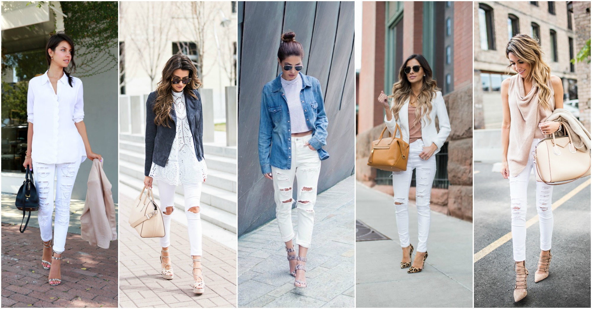 white ripped jeans outfits