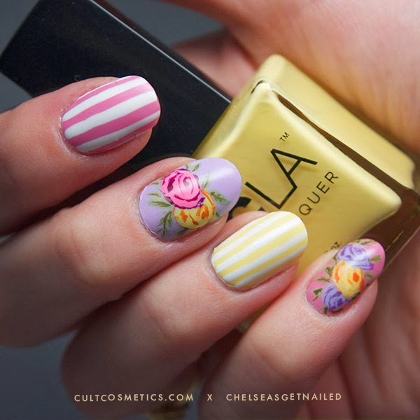 17 Beautiful Floral And Striped Nail Designs You Need To See