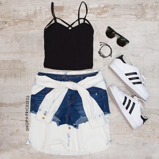 15 Fresh Polyvore Outfit Combinations Featuring Denim Shorts