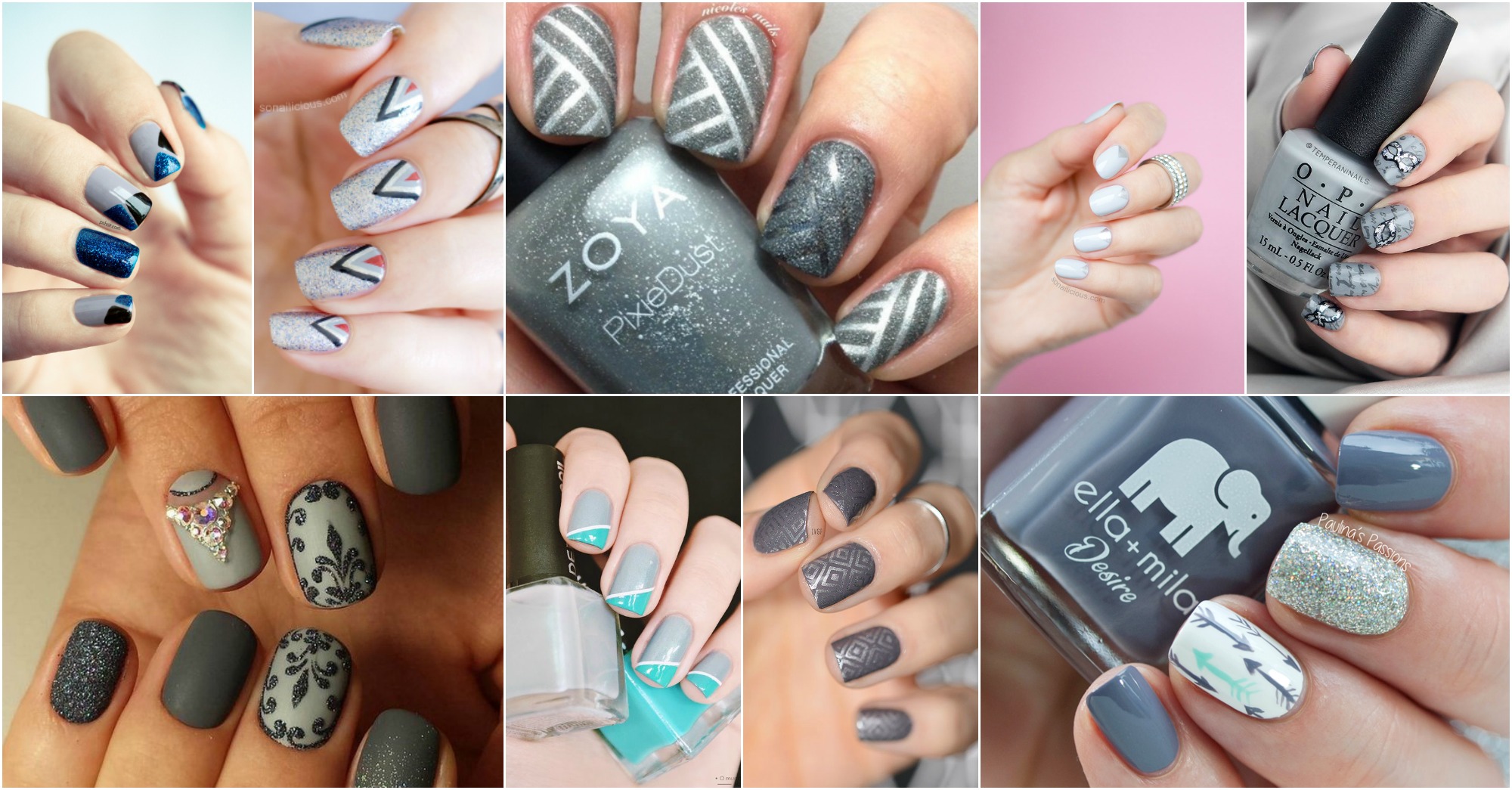 gray fall nail design