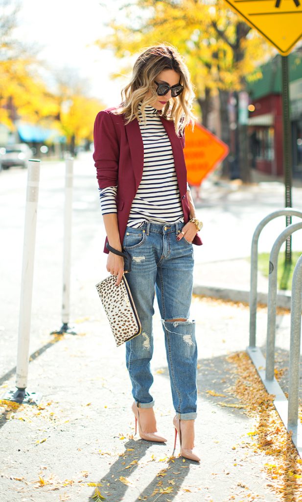 14 Fall Outfits That Will Make You Add A Burgundy Blazer To Your Wardrobe
