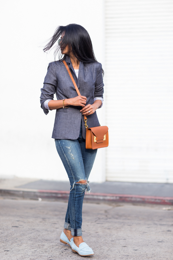 How To Wear A Pinstripe Blazer This Fall