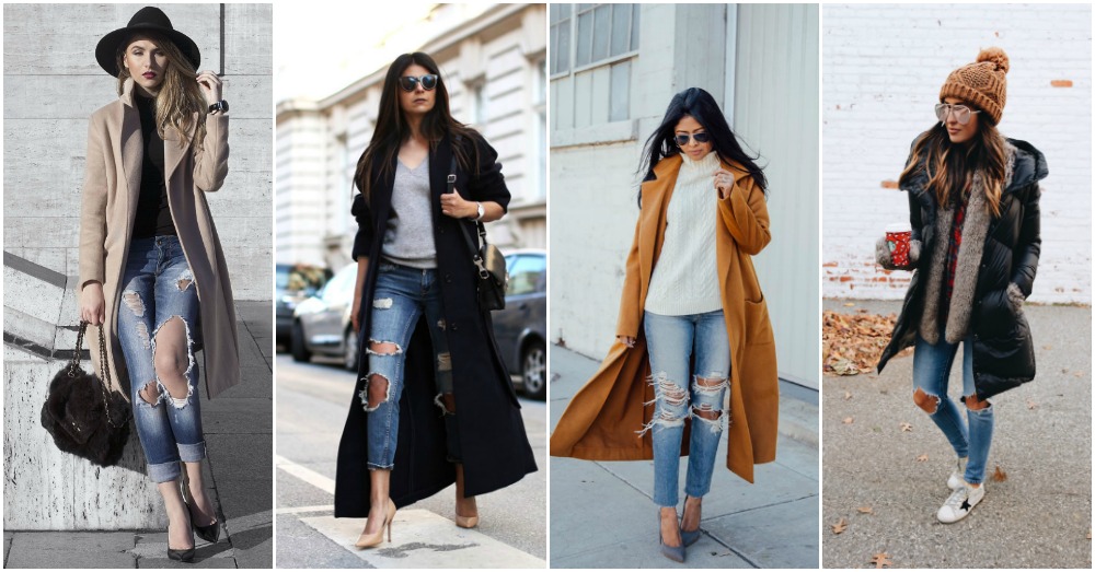 ripped jeans winter outfit