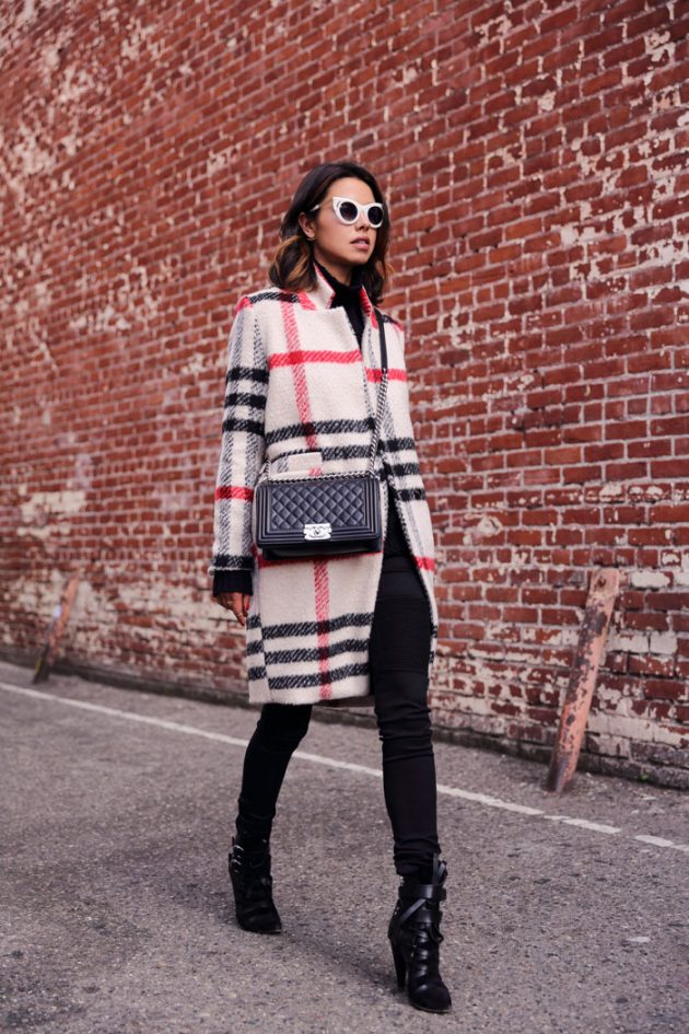 How To Look Chic In A Plaid Coat This Season