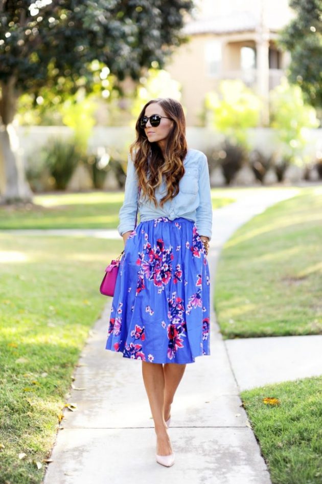18 Outfit Ideas with Floral Midi Skirts You Have To See
