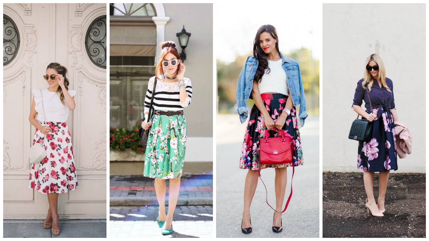 midi floral skirt outfit