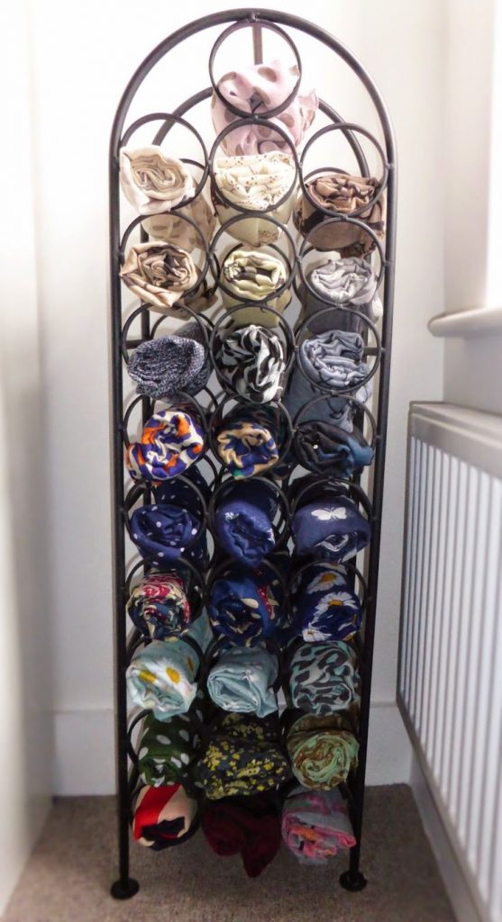 Brilliant Scarf Storage Ideas To Keep Your Collection Tidy Fashionsy Com   Scarf Storage 4 557x1024 